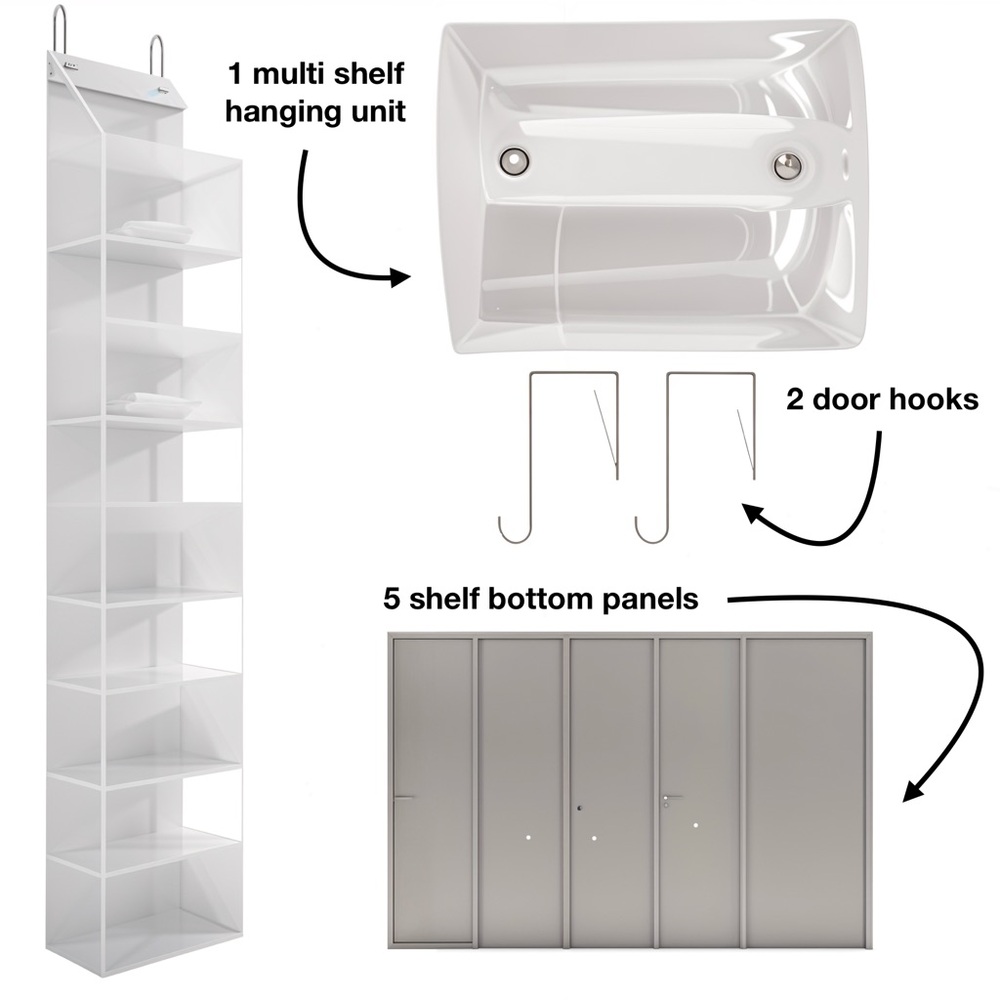 white door hanging storage shelves | bathroom organizer | door organizer